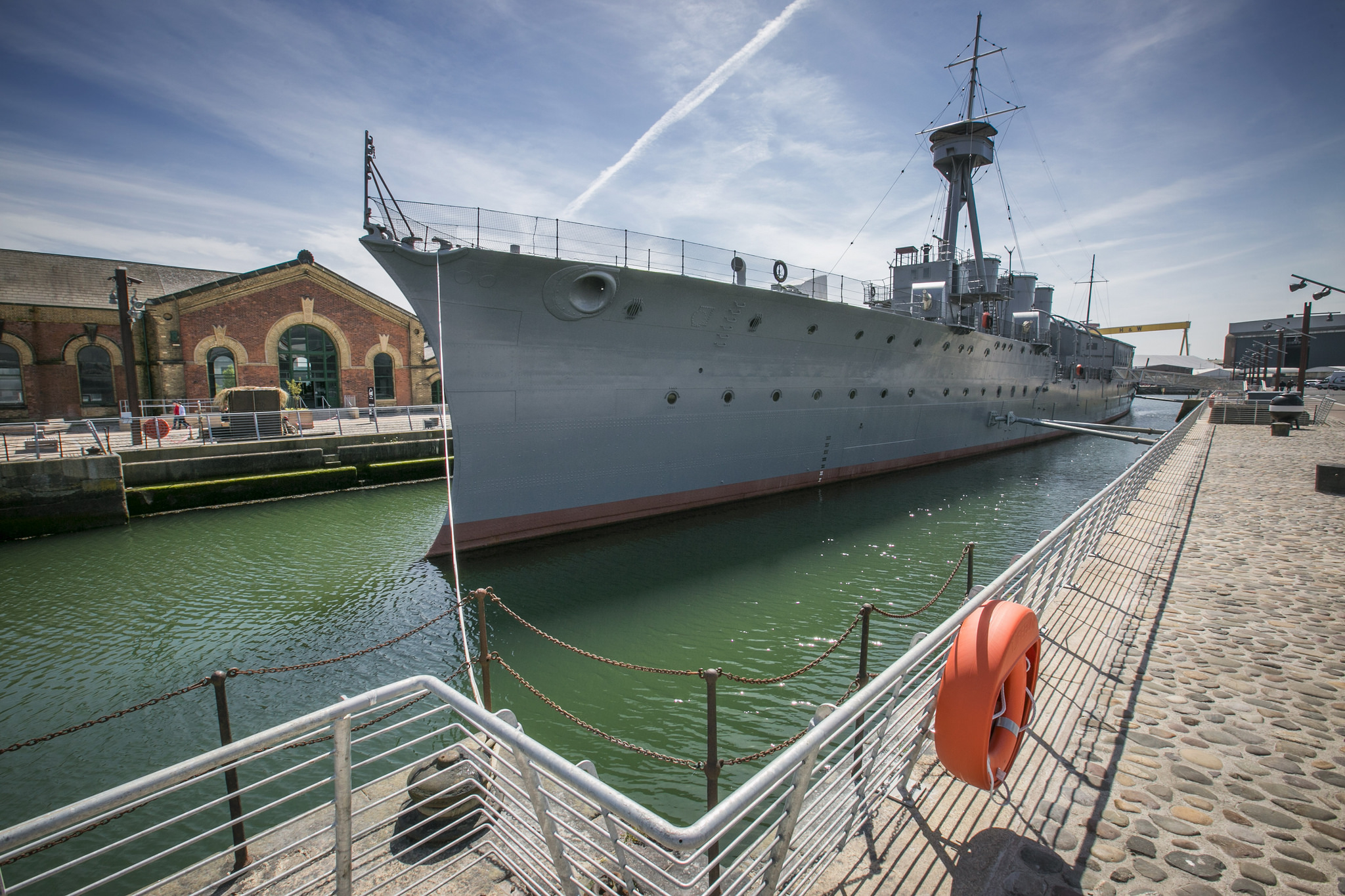 HMS Caroline at her berth in Belfast.