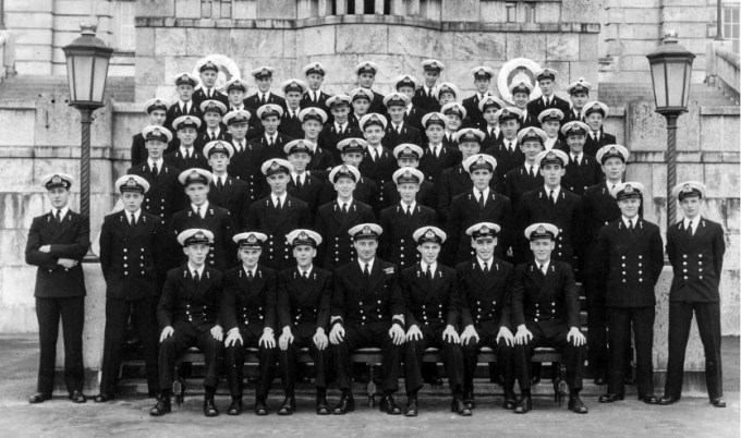 A group of Royal Naval recruits gather for a picture in 1955.