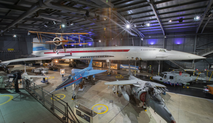 The Concorde 002 dominates the Fleet Air Arm Museum's collections space.
