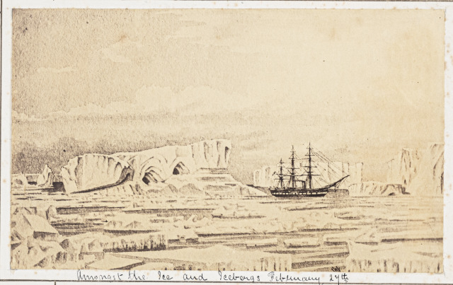 The original HMS Challenger navigating ice flows in the Antarctic.  