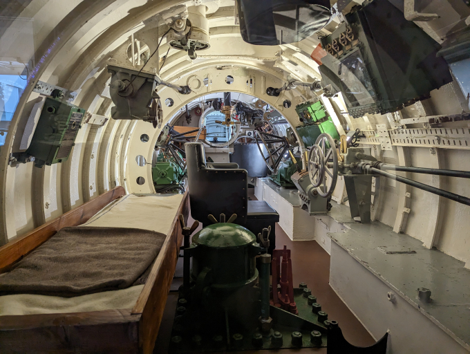 The cramped interior of midget submarine X24