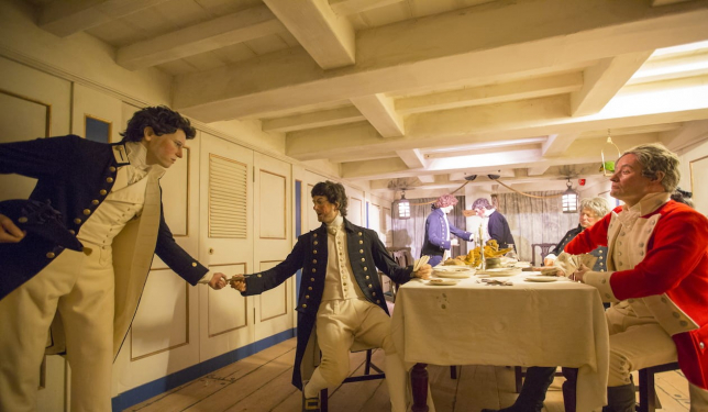 A recreation of a Georgian Officer's mess room onboard HMS Trincomalee..