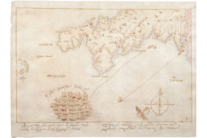 Map showing Spanish fleet movements during the Spanish Armada. 