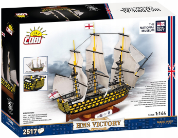 The product packaging for the new HMS Victory brick building kit. 