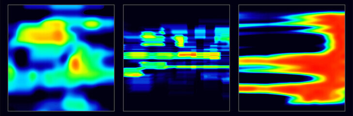 Thermal imaging in shades of blue and red.