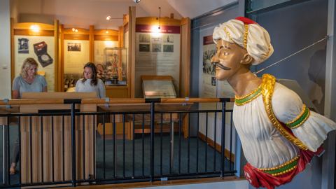 The figurehead of HMS Trincomalee and it's surroundings at the National Museum of the Royal Navy Hartlepool