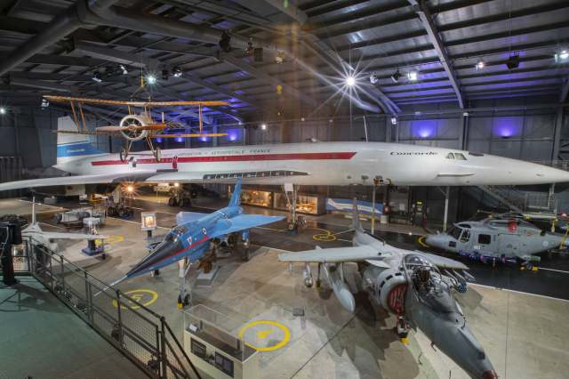 The Concorde 002 dominates the Fleet Air Arm Museum's collections space.