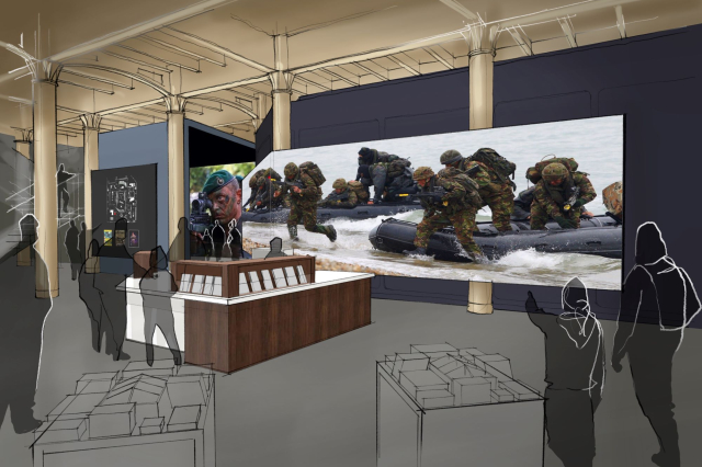 An architectural mock-up of how the new Royal Marines Museum foyer.