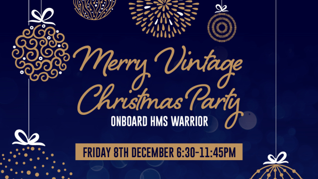 Graphic advertising HMS Warrior Christmas parties. 