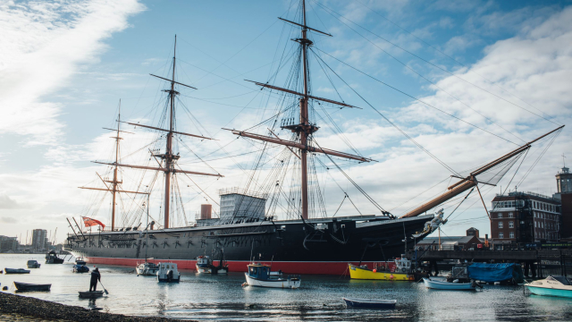 Exterior shot of HMS Warrior