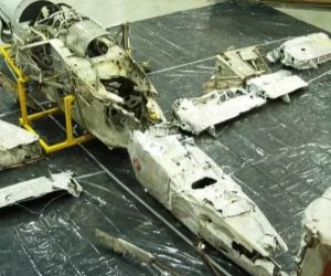 Remains of Fairey Barracuda being rebuilt at the Fleet Air Arm Museum