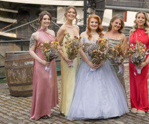 Bride and bridesmaids at HMS Trincomalee