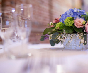 Flower display on table