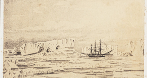 The original HMS Challenger navigating ice flows in the Antarctic.  