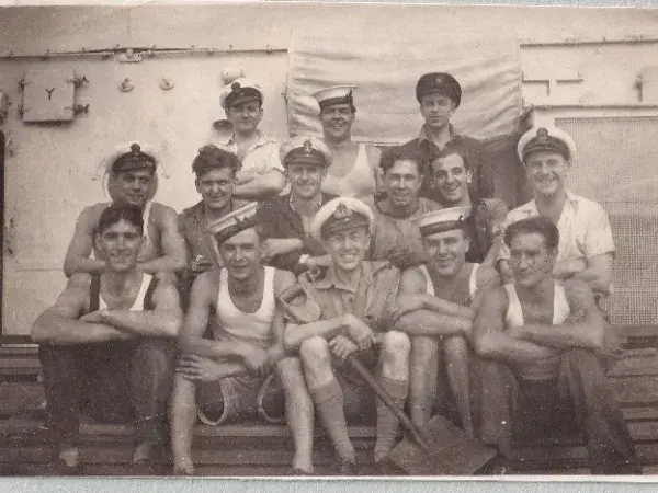 A royal naval crew gathered for a photograph. 