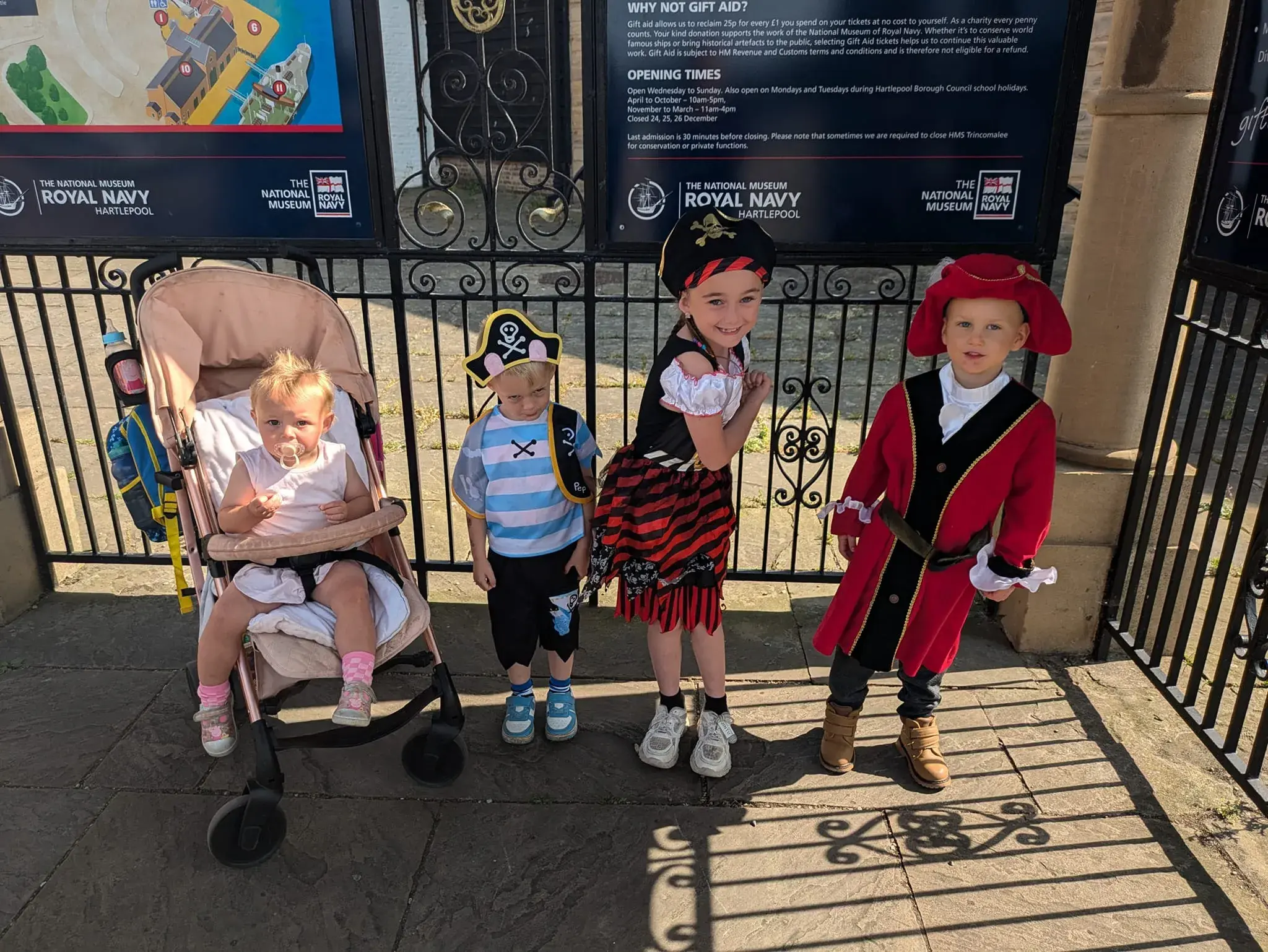 Group of kids for a pirate party wearing a pirate hat